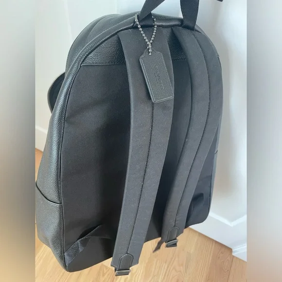 Coach black genuine leather campus backpack rucksack